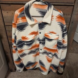 India Boutique Vibrant Orange and Black Teddy Jacket